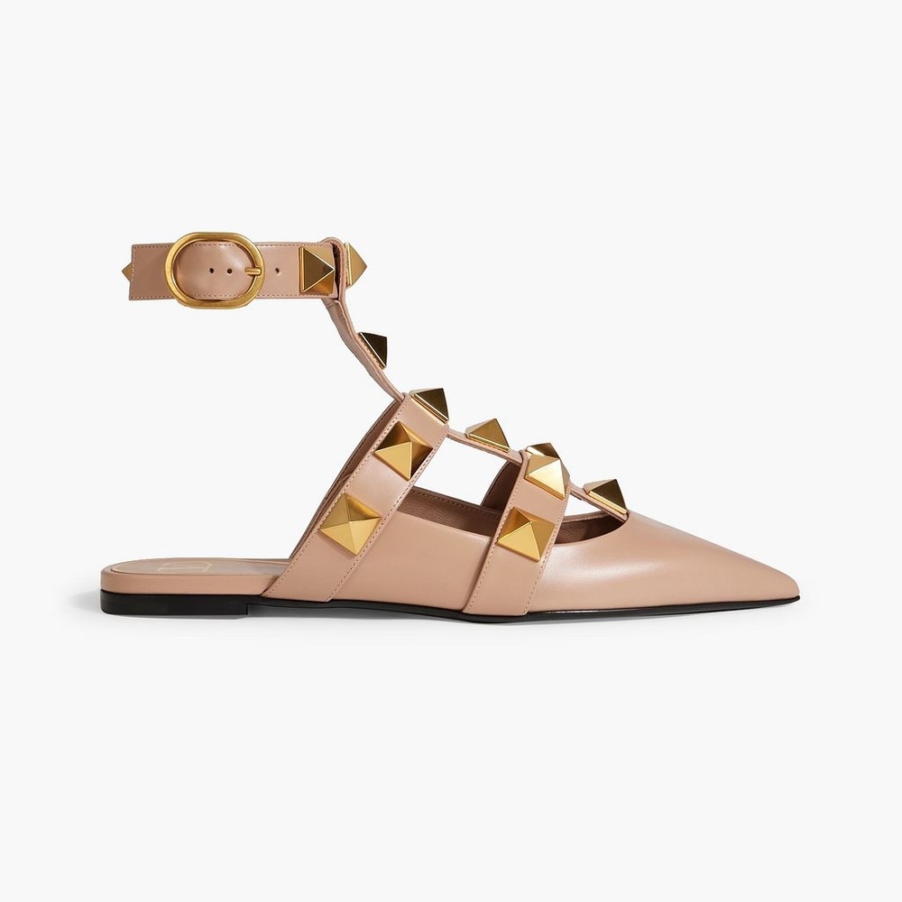 VALENTINO GARAVANI
Roman Stud leather point-toe leather flats